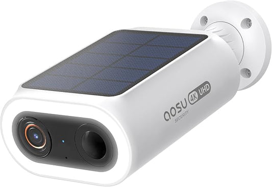 AOSU SolarCam P1 Max, Solar Security Camera Wireless Outdoor, 4K UHD Camera for Home Security with Enhanced AI Detection for Fences & Parking, Integrated Solar Panel, Easy Setup, No Monthly Fees
