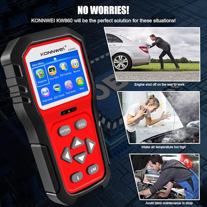 KONNWEI KW860 OBD2 Scanner Car Code Reader Diagnostic Scan Tool with Enhanced Live Data Stream and Upgraded Graphing Battery Status Check Function