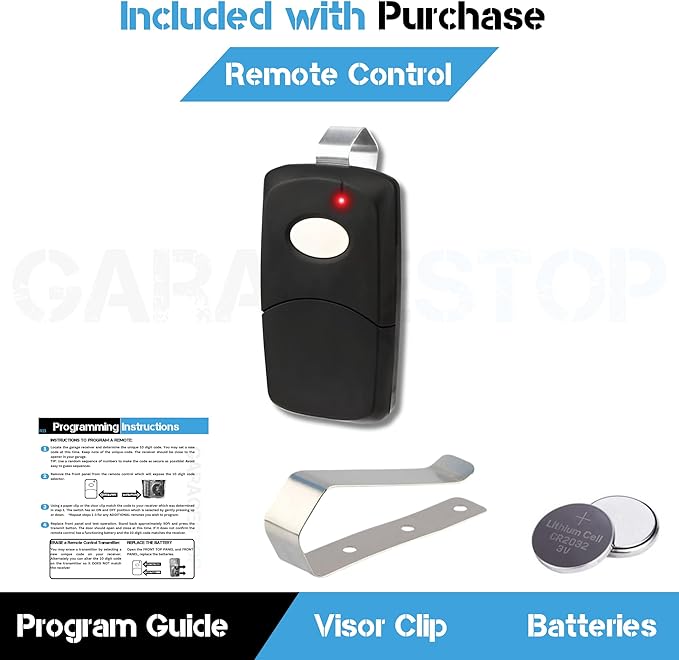 Garage Stop Garage Door Opener Remote for Linear Multi-Code 3089 308911 MCS308911, 10 dip Switch Gate Opener Remote 300MHz, Garage Clicker Replacement, (Black)