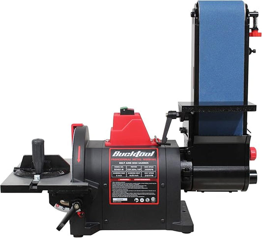 BUCKTOOL Pro 1HP Bench Belt Sander for Metal Working, 4 x 36 in Belt and 8 in Disc Sander with 1HP Direct-drive Motor, Benchtop Belt Disc Sander for Metalworking, BD4801-M