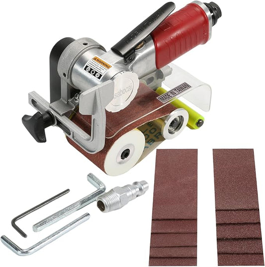 2-3/8" x 10-1/4"Air Belt Sander with 10pcs 60 x 280mm Sanding Belts(60#,120#）, Pneumatic Metal Wire Drawing Sander Good for Deburring, Sanding and Finishing