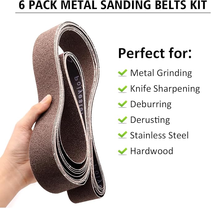 2 x 72 Inch Sanding Belts, 36 Grit Calcined Aluminum Oxide Metal Sanding Belts, 2x72 Belt Sander Sanding Belt for Metal Polishing,6 Pack(2x72in,36 Grit)