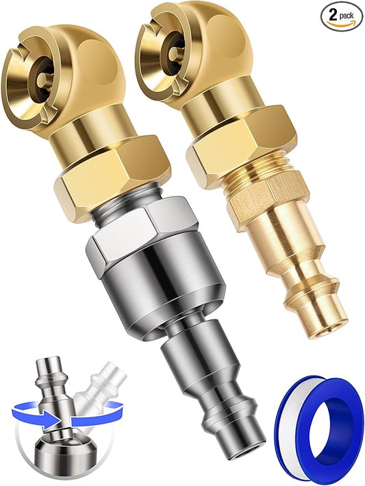 2-Packs Closed Ball Air Chucks, Portable Tire Air Inflate Chuck with 360° Swivel & 1/4" NPT Standard Quick Plug, Tire Inflator Gauge Nozzle for Air Compressor Accessories