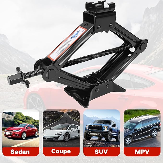 Car Jack Kit Scissor Jack for Car 1.5 Ton (3307 lbs) Scissor Jack Kit Universal Car Emergency Kit with Lug Wrench Tire Changing Kit for Car SUV