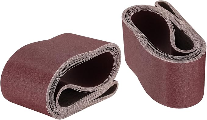 uxcell 10pcs 6" x 89" Sanding Belts 120 Grits Aluminum Oxide Abrasive Belt Sander Paper Sanding Papers for Metal Wood Grinding Polishing, Reddish Brown