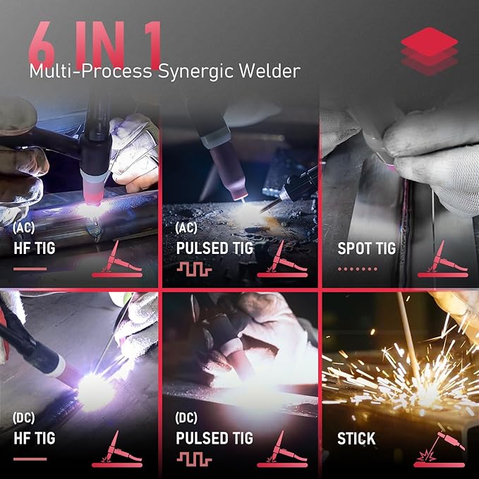 YESWELDER 200A AC/DC Aluminum Tig Welder with Pulse Large LED Display, Digital Inverter STICK/TIG 110/220V Dual Voltage TIG Welding Machine TIG-200P ACDC