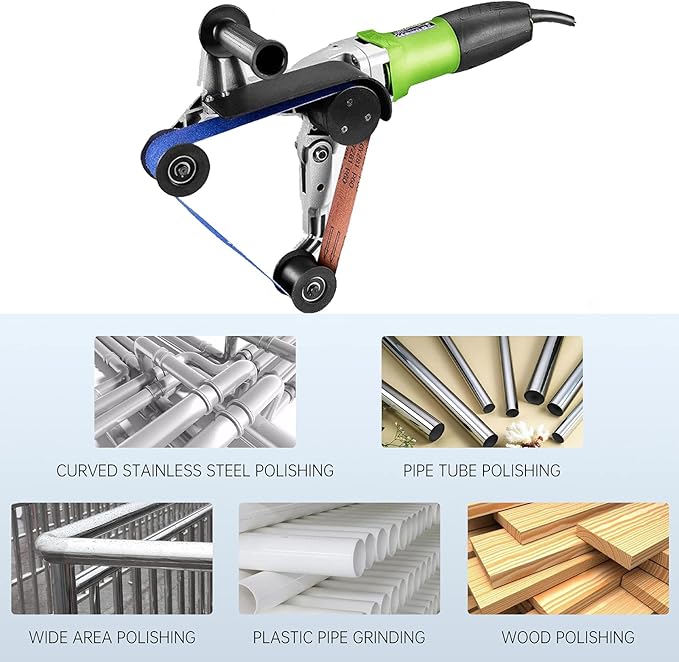 VICSES 110V 800W Pipe Tube Polisher Stainless Round Sander 360° Rotation and 6 Speeds Adjustable with Alumina Oxide Sanding Grinding and Polishing