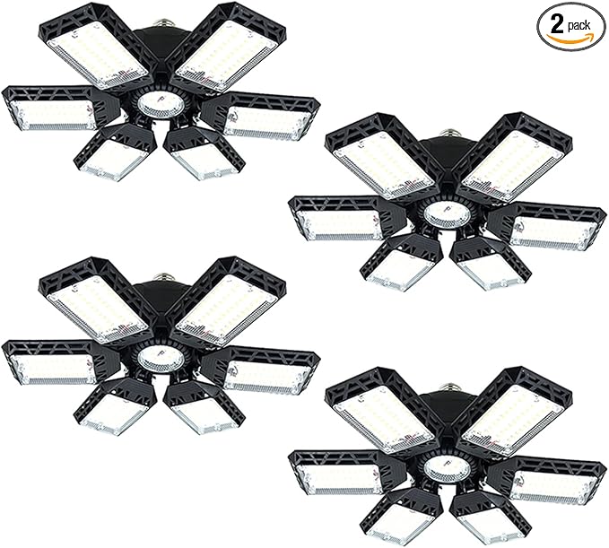 4-Pack LED Garage Lights, 160W Garage Light, 16000LM 6500K Garage Lights Ceiling Led with 6+1 Adjustable Panels, Garage Led Light Fixtures, LED Shop Light for Basement Workshop Attic (6+1P 4Pack)