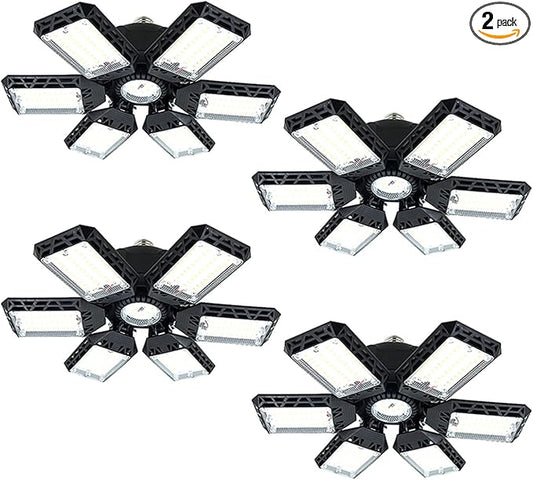 4-Pack LED Garage Lights, 160W Garage Light, 16000LM 6500K Garage Lights Ceiling Led with 6+1 Adjustable Panels, Garage Led Light Fixtures, LED Shop Light for Basement Workshop Attic (6+1P 4Pack)