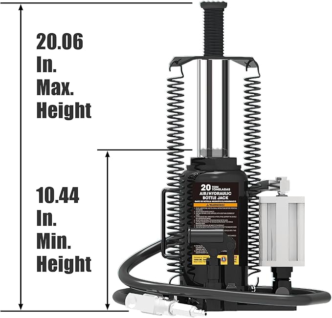 BIG RED Torin Pneumatic Air Hydraulic Car Bottle Jack for Auto Repair and House Lift, 20 Ton (40,000 LBs) - Black