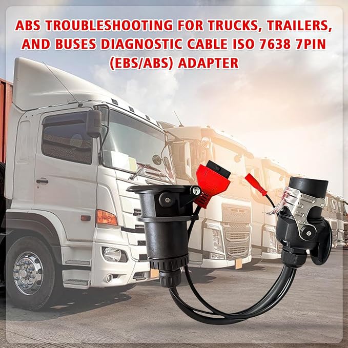 ISO 7638 7pin (EBS/ABS) Adapter,Trailer and Truck Diagnostic Cable to Connect for Autocom Trailer Diagnostic,for Texas, for Bosch and Heavy Duty OBD2 Truck Scanner Support K-Line,Can,Can 5V