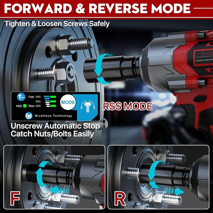 Cordless Impact Wrench 750Ft-lbs(1000N·m) - 21V 1/2" Brushless Electric Impact Driver with 2 * 4.0Ah Battery - 3000RPM Power Impact Gun with Sockets & Fast Charger & Case for Car Truck RV