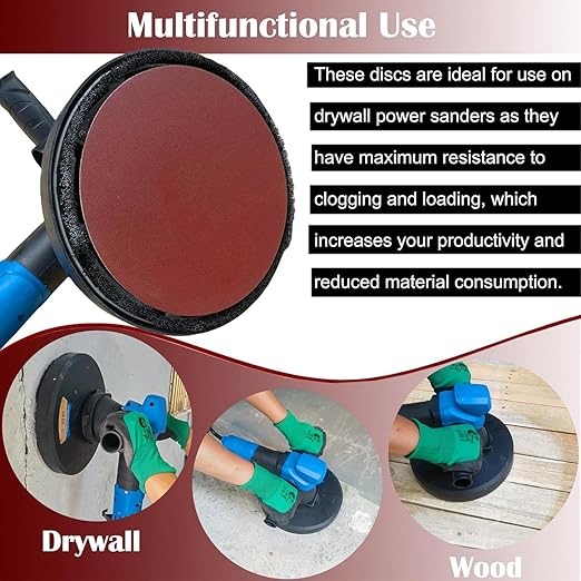 20 PCS 7 Inch 80 Grit Sanding Discs Sandpaper -7" Hook-and-Loop Aluminum Oxide Sander Paper Grinding Polishing for Drywall Random Orbit Sander