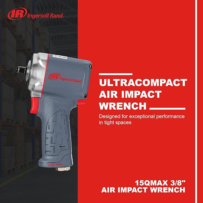 Ingersoll Rand 15QMAX 3/8" Air Impact Wrench, Quiet, Ultra Compact, 475 ft-lbs Nut-busting Torque,