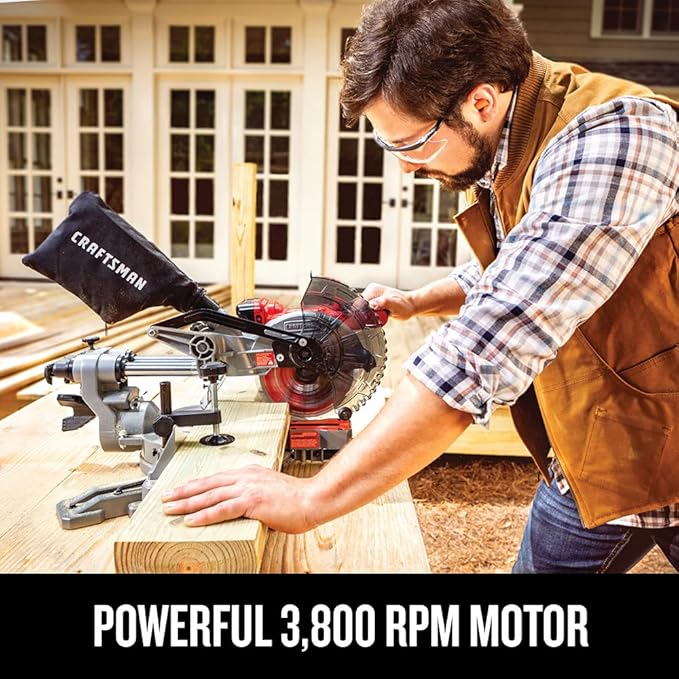 CRAFTSMAN V20 Cordless Sliding Miter Saw, 7-1/4 inch, Single Bevel, Battery and Charger Included (CMCS714M1)
