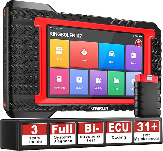 KINGBOLEN K7 OBD2 Scanner Bidirectional Test Full System Bluetooth Diagnostic Scan Tool with ECU Coding, Active Test, 31+ Resets, Autovin, TPMS Relearn, FCA AutoAuth, 3 Years Update