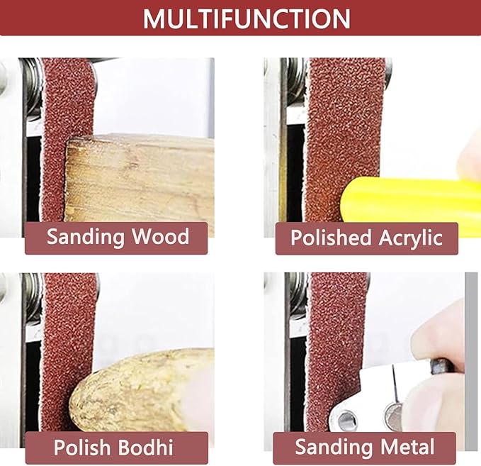 10 Pack 3/8 x 21 inch Sanding Belts 60 Grit Sanding Paper, Aluminum Oxide Abrasive Sander Belts for Metal Grinding Woodworking