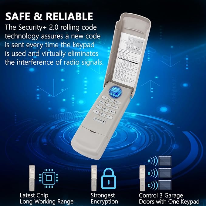 Garage Door Opener Keypad Compatible with Chamberlain LiftMaster Craftsman Garage Door Openers, Replaces 877MAX 878MAX G940EV-P2 66LM 377LM 977LM 877LM, Wireless Keyless Entry Outside Keypad Universal
