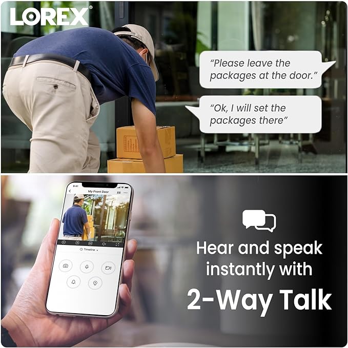 Lorex 2K Pan-Tilt Indoor/Outdoor WiFi Security Camera - Home Security Camera with 360 View Auto-Tracking, Color Night Vision, Person Detection, and Warning - Free 32GB Micro SD Card (2K White)
