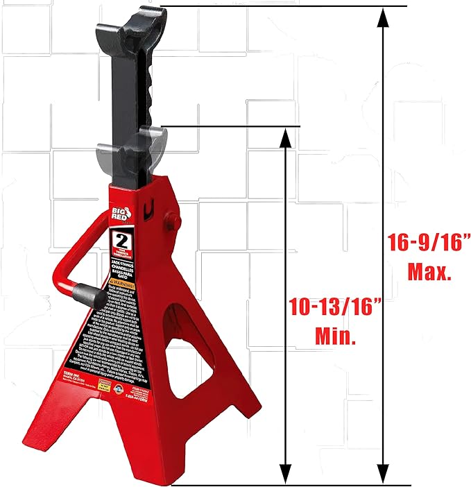 BIG RED T42202 Torin Steel Jack Stands: 2 Ton (4,000 lb) Capacity, Red, 1 Pair