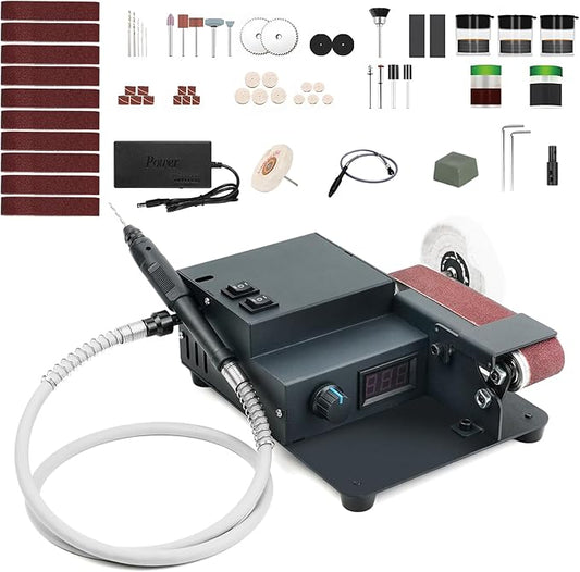 Twotrees Belt Sander, 350W Dual Motor Rotary Tool Sand Belt Integrated Machine for Carving and Milling a Wide Range of Metals, Wood and Other Materials