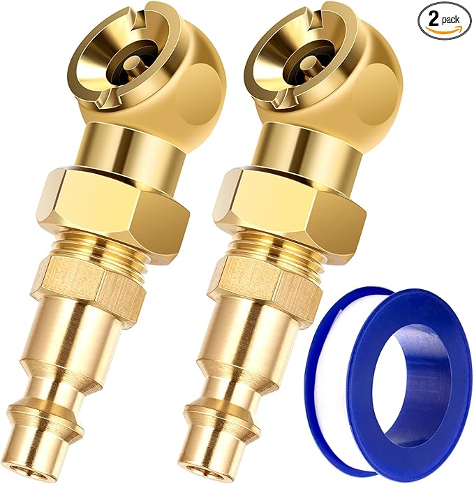 2-Packs Portable Air Chucks, Solid Metal Closed Ball Air Chuck with 1/4" NPT Standard Quick Plug, Tire Inflator Gauge Nozzle for Air Compressor Accessories