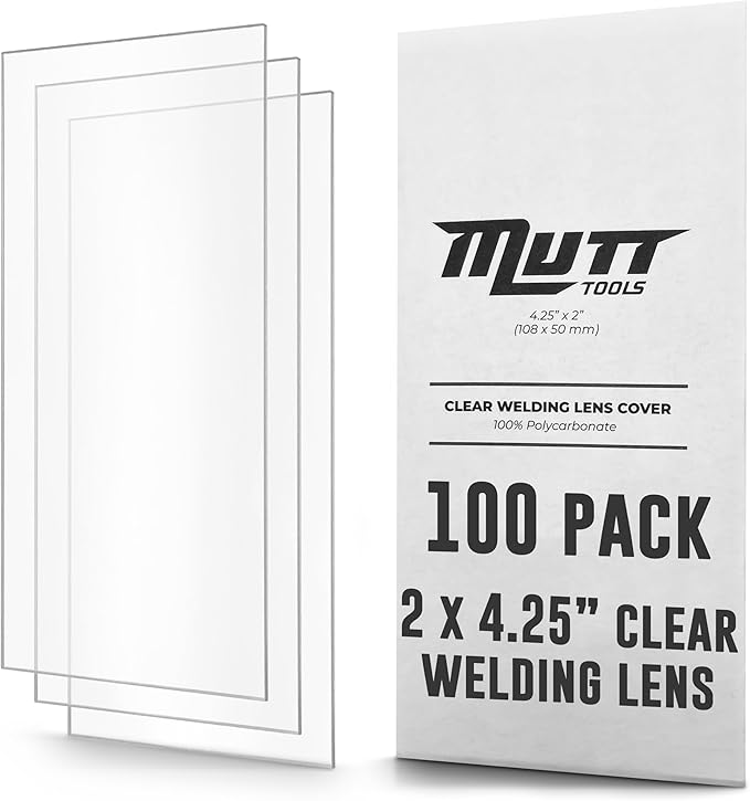 Mutt Tools 100 Pack of Clear Welding Lenses 2x4.25" – .04” Thick 2x4 Clear Welding Lens – Fits Most Standard Size Helmets, 2x4-1/4”