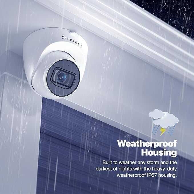 Amcrest 2-Pack 5MP UltraHD Outdoor Security IP Turret PoE Camera with Mic/Audio, 5-Megapixel, 98ft NightVision, 132° FOV, IP67 Weatherproof, MicroSD Recording (256GB), 2PACK-IP5M-T1179EW-AI-V3 White