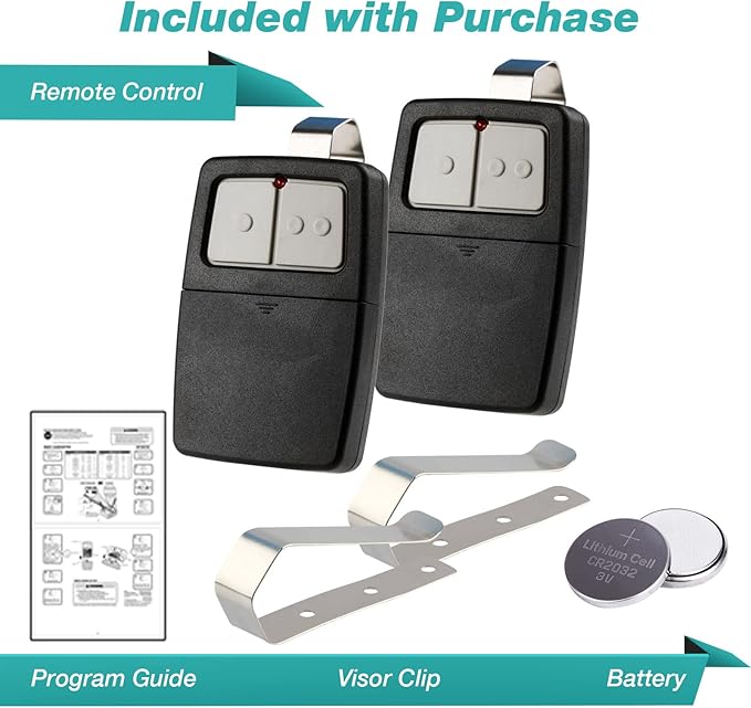 2 Universal Garage Door Opener Remote for Clicker Liftmaster Chamberlain Genie Linear 375LM 375UT KLIK1U