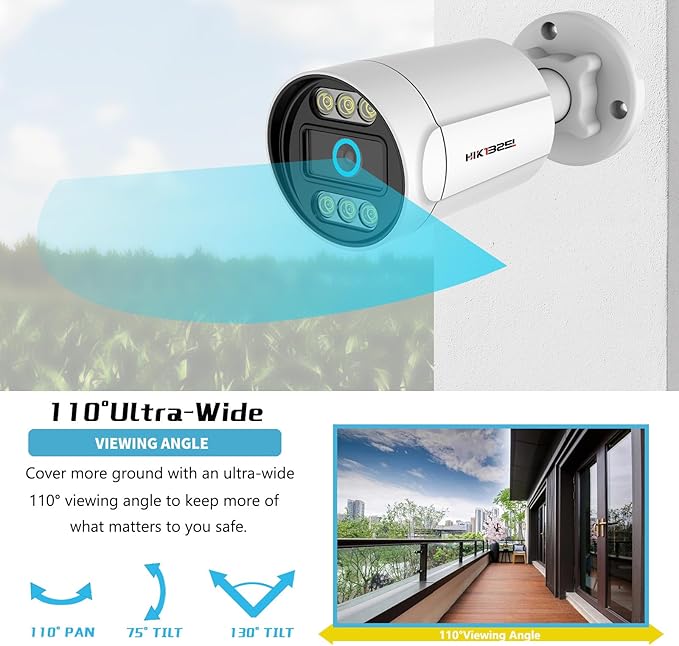 5MP 8CH PoE Security Camera System Two-Way Audio, 4pcs Outdoor PoE Cameras, Night Vision, Smart Motion/Face Detection, Remote Access, H.265+ 8 Channel 4K NVR with 2TB HDD for 24/7 Recording