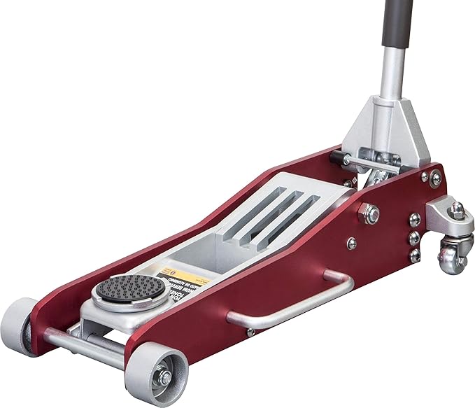 BIG RED AT830003XLR-1 Torin Low Profile Aluminum Floor Jack with Double Quick Lift Pump, 3 Ton (6,000 lb.) Capacity, Red