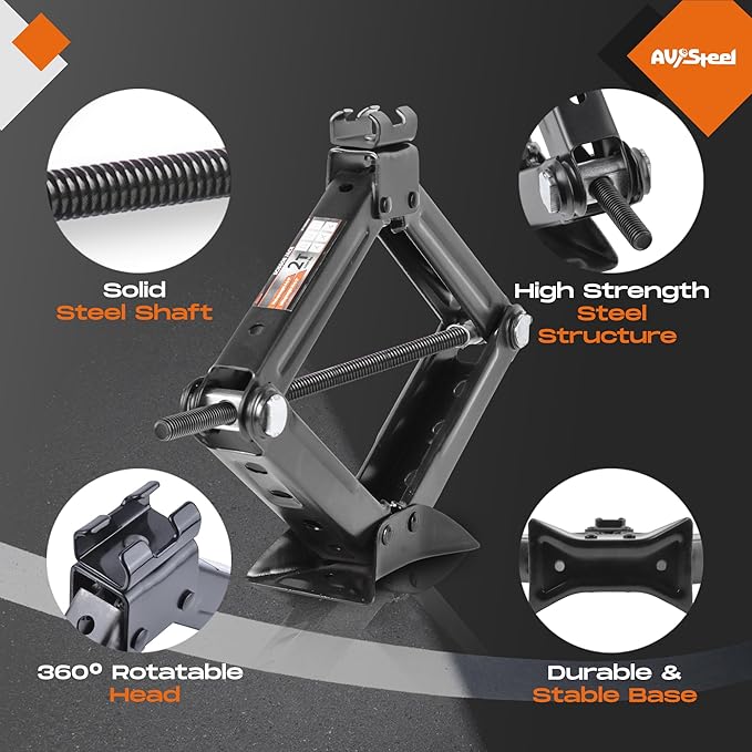 Scissor Jack for Car 2 Ton 4,409 lbs Capacity - Compact Car Lift Jack for Auto with Extended Ratcheting Handle, Portable Scissor Car Jack Kit, Tire Jack for Cars, SUV, MPV, Sedans