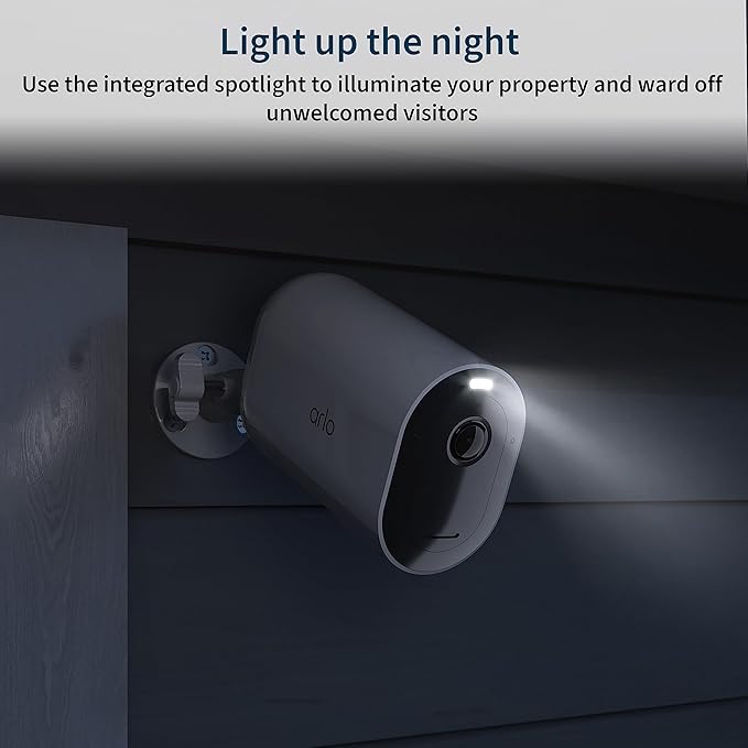 Arlo Pro 5S 2K XL Spotlight Camera - Wireless Home Security Camera with Spotlight, Longer Battery Life, Color Night Vision, Dual-Band Wi-Fi & 2-Way Audio - White, 3 Pack, VMS4362P
