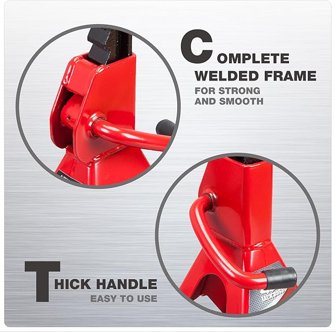 Jack Stands 2 Ton (4,400 LBs) Lifting Car Stand, Fit Use for Cars Automotive Small Vehicles, Red, 2 Pack