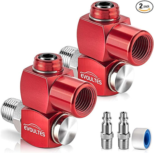 2-Packs 1/4" NPT 360 Degree Swivel Air Hose Fittings, No Leakage Air Hose Connector with 1/4 Inch MNPT Quick Connect, Swivel Air Fittings for Air Hose Air Compressor Attachments