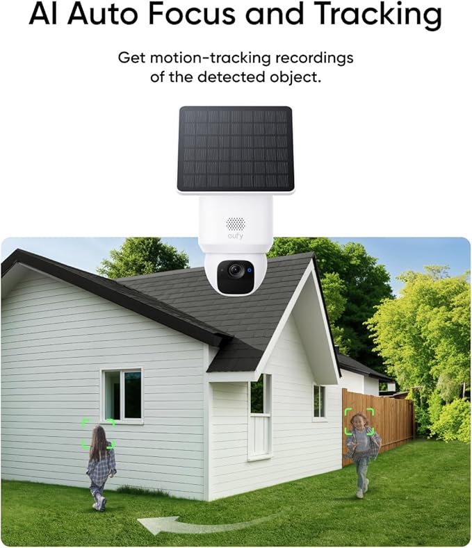 eufy Security SoloCam E30, Security Cameras Wireless Outdoor, Solar Camera Outdoor Wireless, 360° Pan, AI Tracking, 2K Clarity, HomeBase S380 Compatible, No Monthly Fee, only Support 2.4Ghz