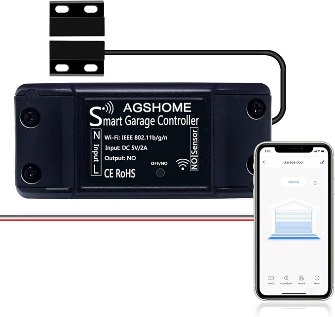 AGSHOME Smart Garage Door Opener Remote, Wireless Wi-Fi Garage Door Controller, APP Control,Compatible with Alexa, Google Assistant, Siri, No Hub Needed