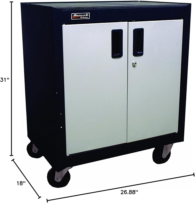 Homak 2 Door Mobile Cabinet with Gliding Shelf, Steel, GS04002270
