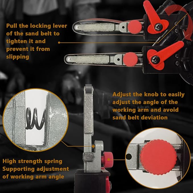 Belt Sander attachments for Angle Grinder, Detailing File Sander adapter, US 5/8-11 Thread, Suitable for Welding Points Grinding,Woodworking and Metal Rust Removal (20pcs Sanding Belts)