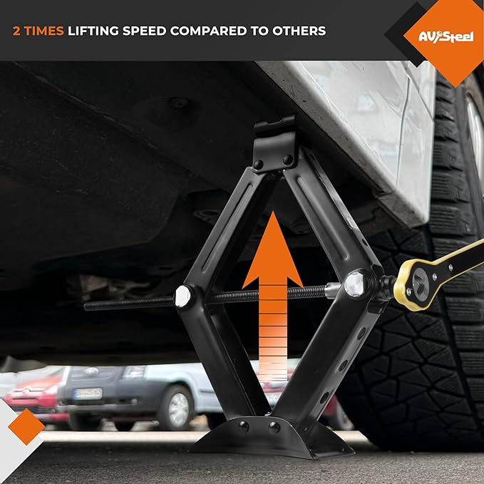Scissor Jack for Car 2 Ton 4,409 lbs Capacity - Compact Car Lift Jack for Auto with Extended Ratcheting Handle, Portable Scissor Car Jack Kit, Tire Jack for Cars, SUV, MPV, Sedans