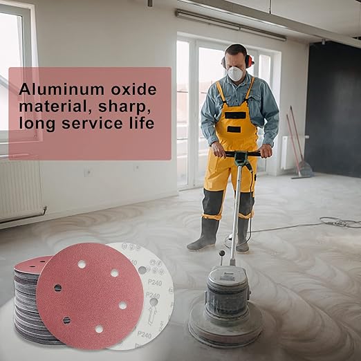 20 Pack 9 Inch 6 Hole 40 Grit Hook-and-Loop Sanding Discs - Aluminum Oxide Sander Disc Grinding Abrasive Sandpaper for ‎9" Powe Drywall Sander.