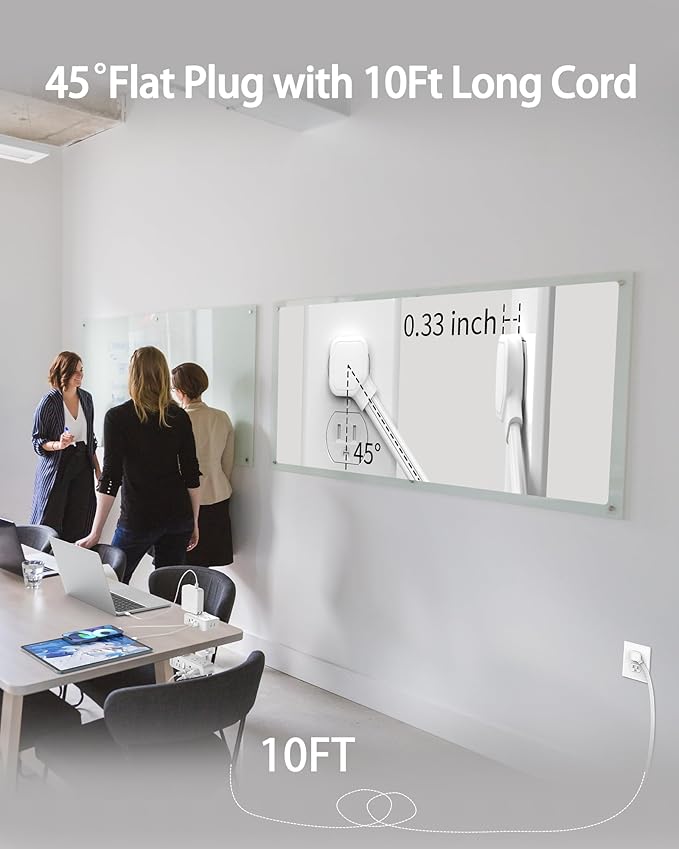 Dual Layer Desk Clamp Power Strip, White Desktop Edge Mount Charging Station with 13 Outlets 4 USB Ports (2 USB C), Under Desk Surge Protector(1700 Joules), 10 Ft Extension Cord for Office