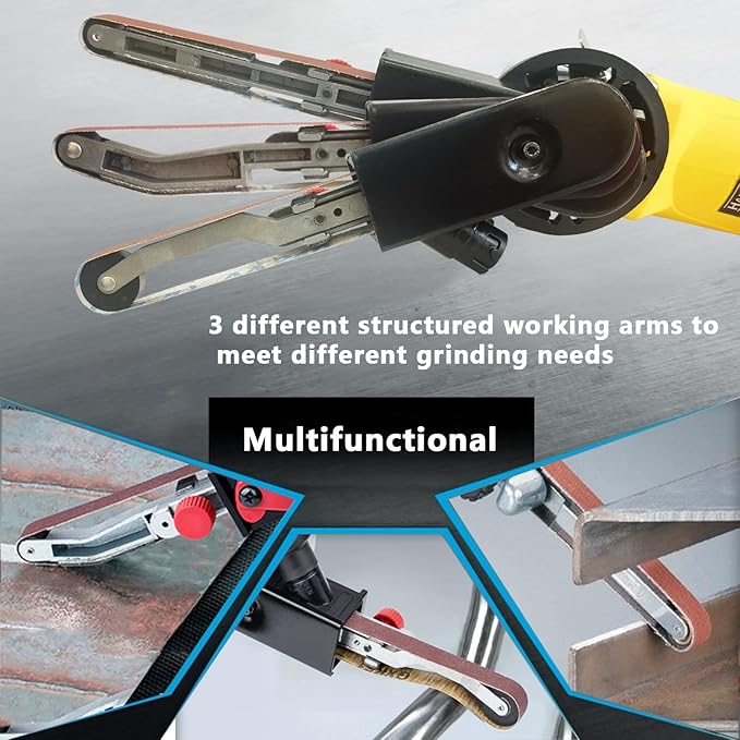 Belt Sander attachments for Angle Grinder, Detailing File Sander adapter, US 5/8-11 Thread, Suitable for Welding Points Grinding,Woodworking and Metal Rust Removal (20pcs Sanding Belts)