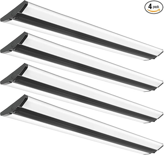 FAITHSAIL 4FT LED Wraparound Light Fixture Ceiling Mount, Ultra Slim 50W LED Garage Light Flush Mount, 4000K Neutral White, 5500 Lumens Office Light, Fluorescent Fixtures Replacement, 4 Pack