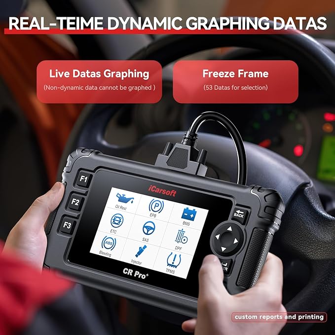 iCarsoft CR Pro+ 2025 All System Diagnostic Scan Tool for Cars, Full OBD2 Scanner, 49 Reset Services-Oil/ETC/EPB/BMS/SAS/SRS/TPMS/BSC/DWR/INJ/BLD/BLD/SPS etc.Free Update