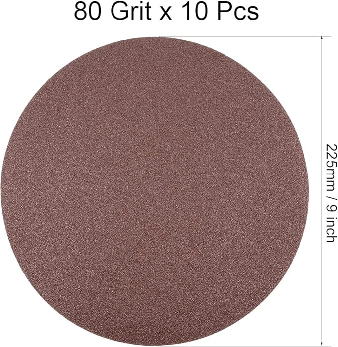 uxcell 9 Inch Sanding Disc 80 Grits Flocking Sandpaper for Sander 10 Pcs
