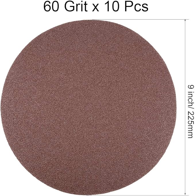 uxcell 9 Inch Sanding Disc 60 Grits Flocking Sandpaper for Sander 10 Pcs