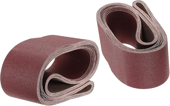 uxcell 10pcs 6" x 89" Sanding Belts 80 Grits Aluminum Oxide Abrasive Belt Sander Paper Sanding Papers for Metal Wood Grinding Polishing, Reddish Brown