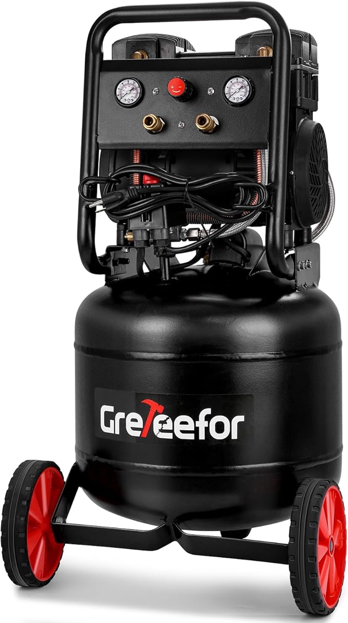 Air Compressor,10 Gallon Ultra Quiet Portable Compressor 70dB Max 150PSI Oil Free Air Compressor for Auto Repair/Tire Inflation/Spray Painting/Woodwork Nailing, Black