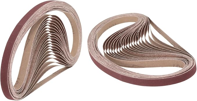 uxcell 20pcs 1-1/2" x 30" Sanding Belts 400 Grits Aluminum Oxide Abrasive Belt Sander Paper Sanding Papers for Metal Wood Grinding Polishing, Reddish Brown